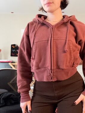 TNA Cozy Fleece Boyfriend Hoodie in Mauve
